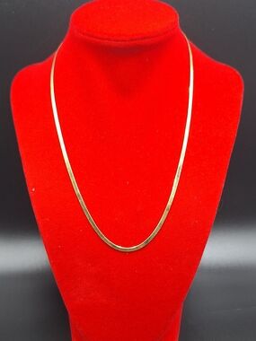 Gold Herringbone Necklace 2.3mm 18inches 925 Sterling Silver Women Jewelry *New*